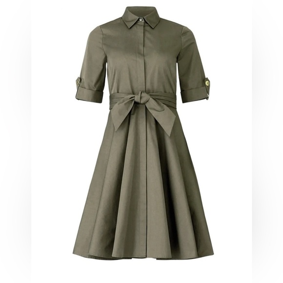 Badgley Mischka Army Green Shirtdress size 6 - Picture 1 of 11